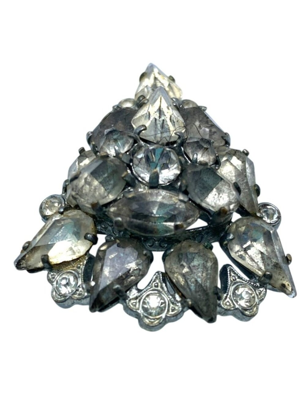 Czech Czechoslovakian Rhinestone Brooch Pin Vintage 40's 50's MARKED! - Picture 3 of 9